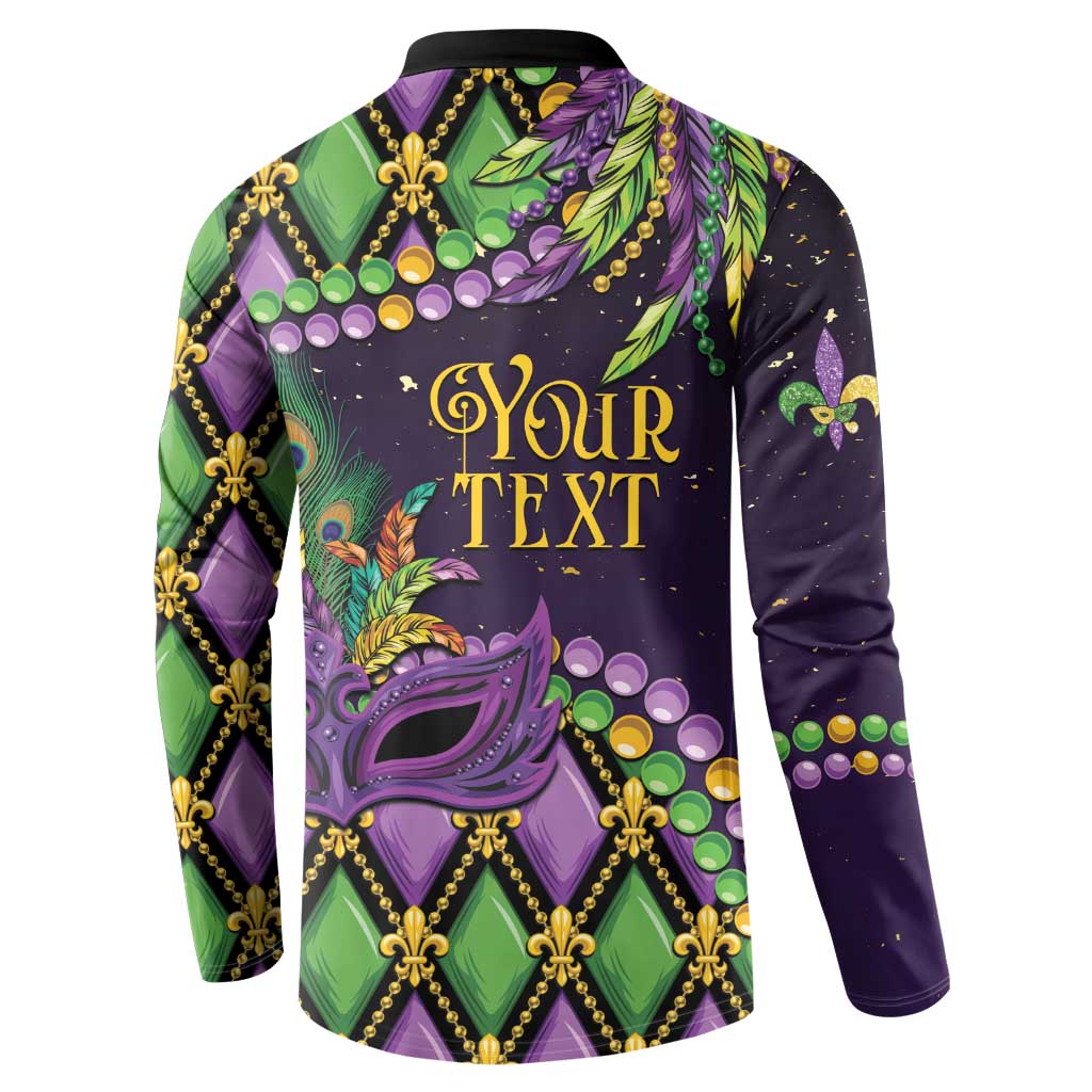 Personalized Mardi Gras Button Sweatshirt Luxury Mask Fleur De Lis - Wonder Print Shop