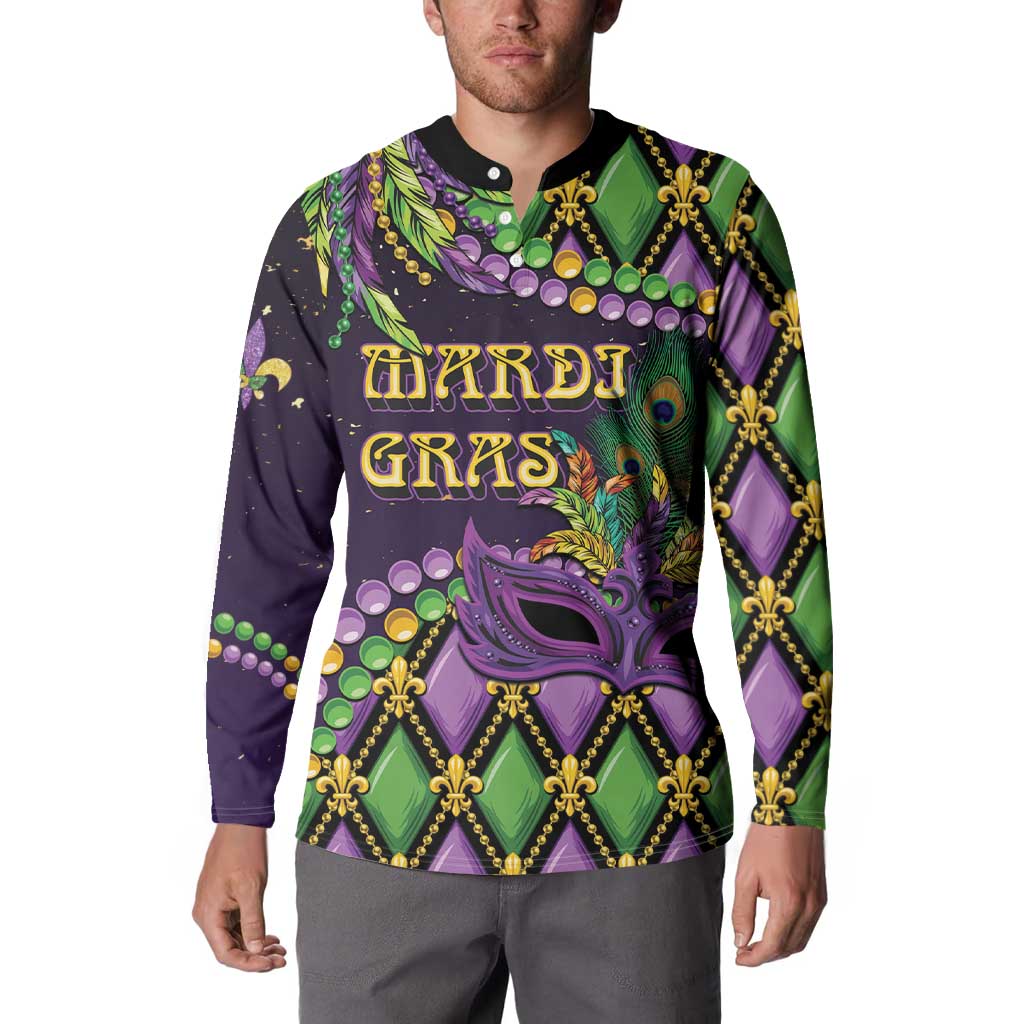 Personalized Mardi Gras Button Sweatshirt Luxury Mask Fleur De Lis - Wonder Print Shop