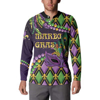 Personalized Mardi Gras Button Sweatshirt Luxury Mask Fleur De Lis - Wonder Print Shop