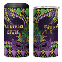 Personalized Mardi Gras 4 in 1 Can Cooler Tumbler Luxury Mask Fleur De Lis - Wonder Print Shop