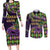 Personalized Mardi Gras Couples Matching Long Sleeve Bodycon Dress and Long Sleeve Button Shirt Luxury Mask Fleur De Lis - Wonder Print Shop