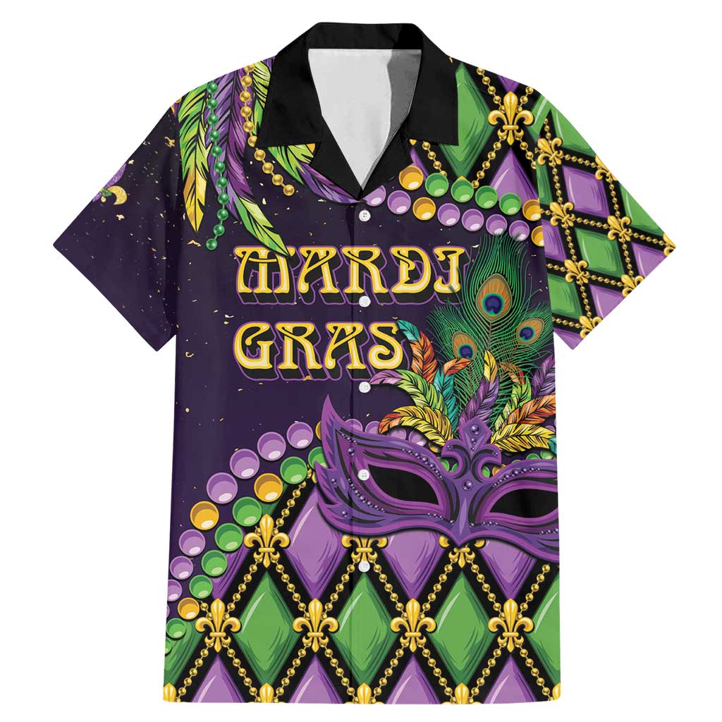 Personalized Mardi Gras Family Matching Mermaid Dress and Hawaiian Shirt Luxury Mask Fleur De Lis - Wonder Print Shop