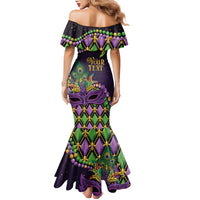 Personalized Mardi Gras Family Matching Mermaid Dress and Hawaiian Shirt Luxury Mask Fleur De Lis - Wonder Print Shop