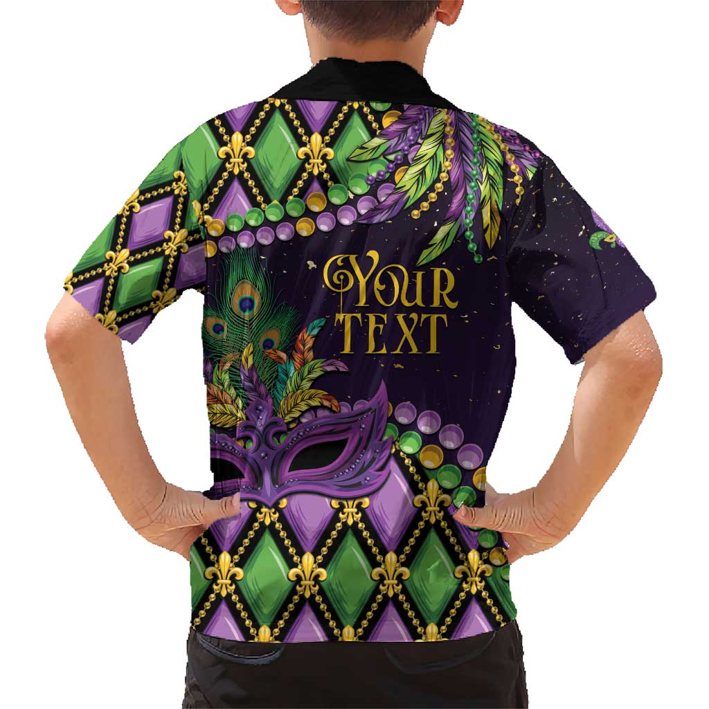 Personalized Mardi Gras Family Matching Short Sleeve Bodycon Dress and Hawaiian Shirt Luxury Mask Fleur De Lis - Wonder Print Shop