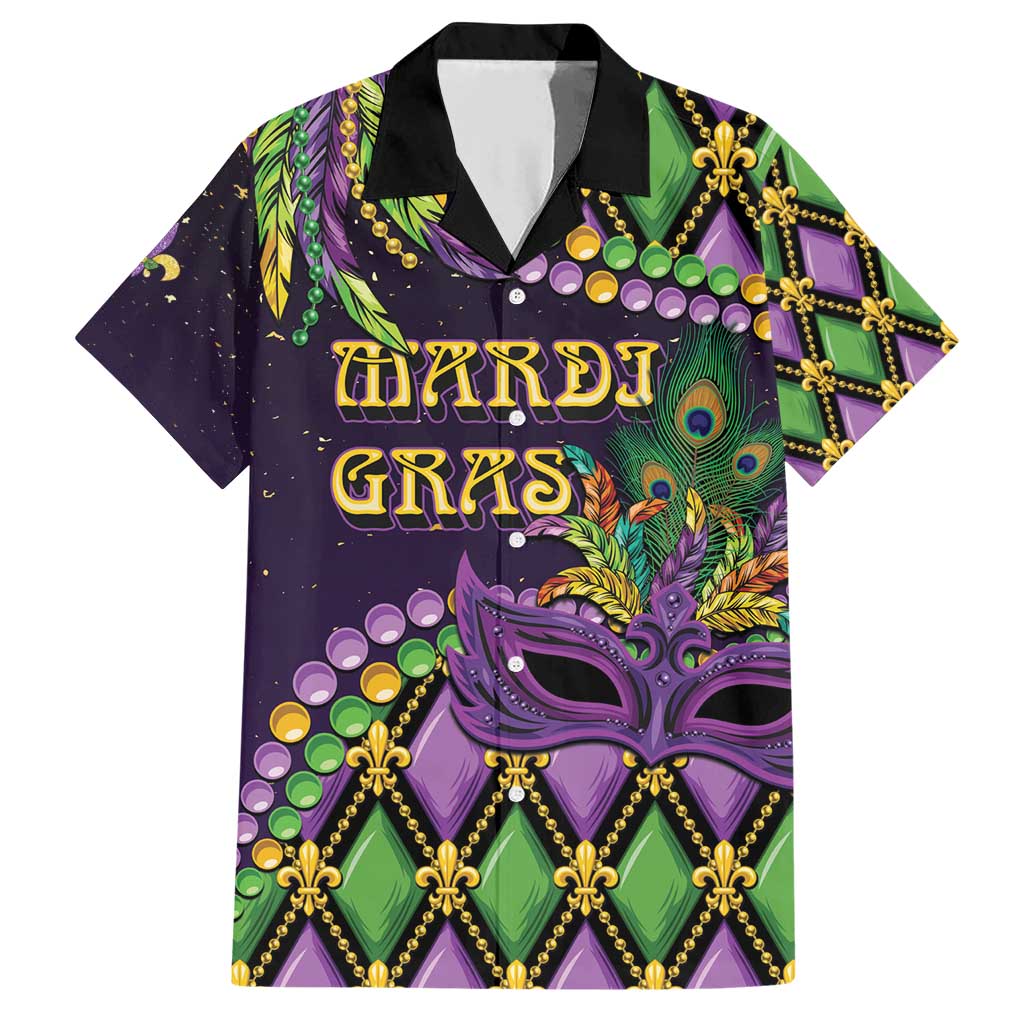 Personalized Mardi Gras Family Matching Short Sleeve Bodycon Dress and Hawaiian Shirt Luxury Mask Fleur De Lis - Wonder Print Shop