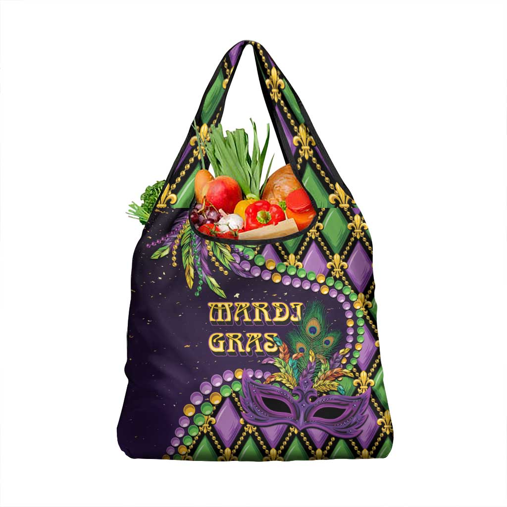 Mardi Gras Grocery Bag Luxury Mask Fleur De Lis