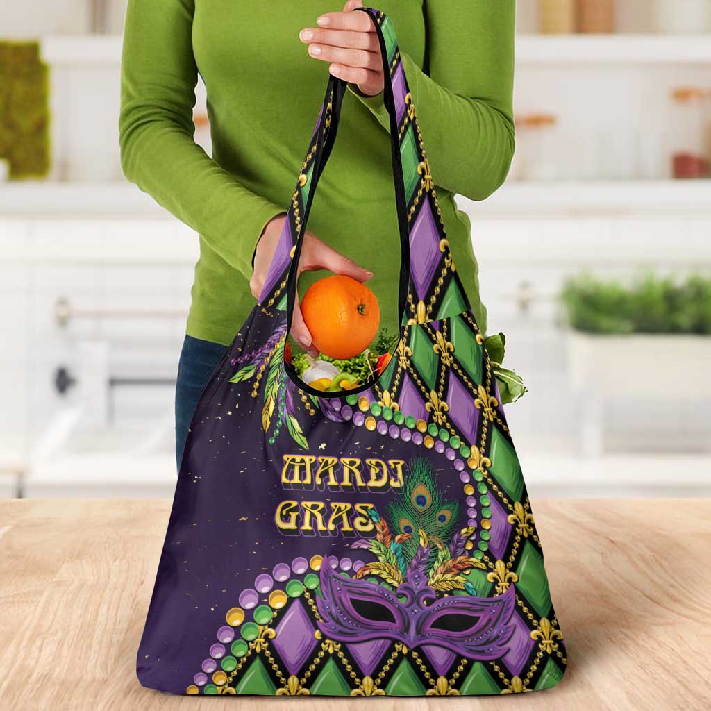 Mardi Gras Grocery Bag Luxury Mask Fleur De Lis
