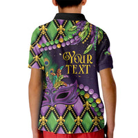 Personalized Mardi Gras Kid Polo Shirt Luxury Mask Fleur De Lis - Wonder Print Shop