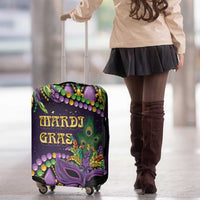 Mardi Gras Luggage Cover Luxury Mask Fleur De Lis - Wonder Print Shop