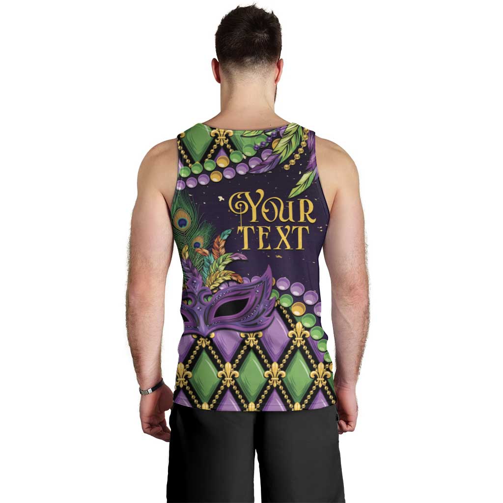Personalized Mardi Gras Men Tank Top Luxury Mask Fleur De Lis - Wonder Print Shop