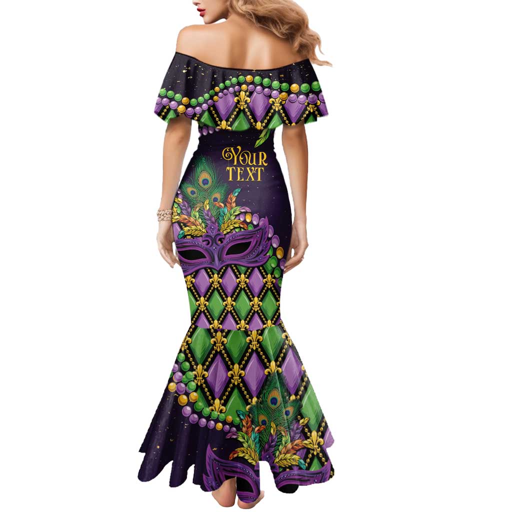 Personalized Mardi Gras Mermaid Dress Luxury Mask Fleur De Lis - Wonder Print Shop