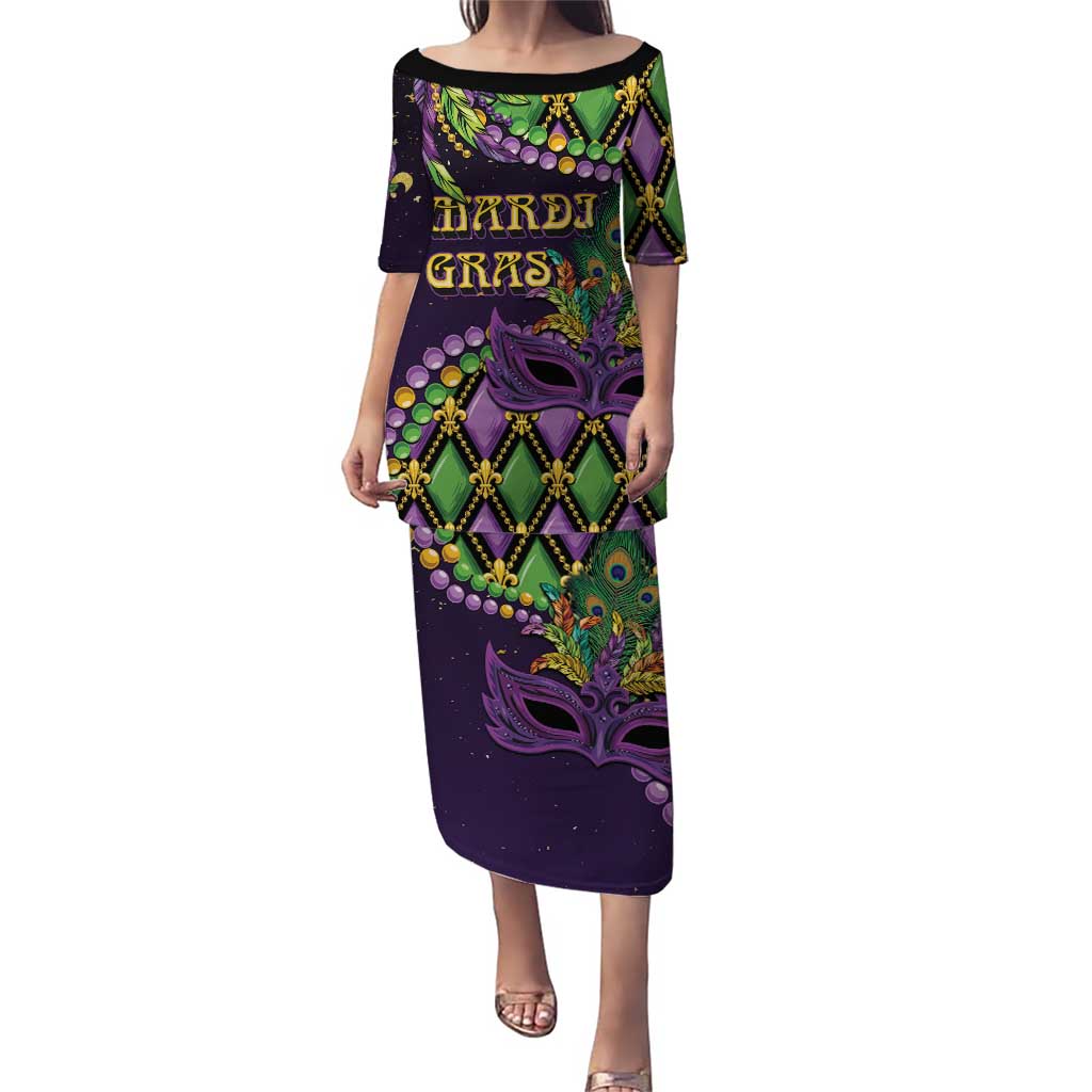 Personalized Mardi Gras Puletasi Luxury Mask Fleur De Lis - Wonder Print Shop