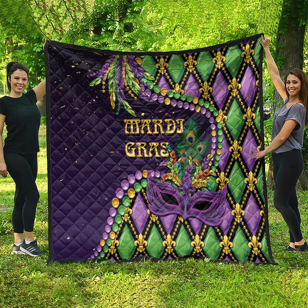 Mardi Gras Quilt Luxury Mask Fleur De Lis - Wonder Print Shop