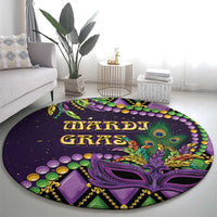 Mardi Gras Round Carpet Luxury Mask Fleur De Lis