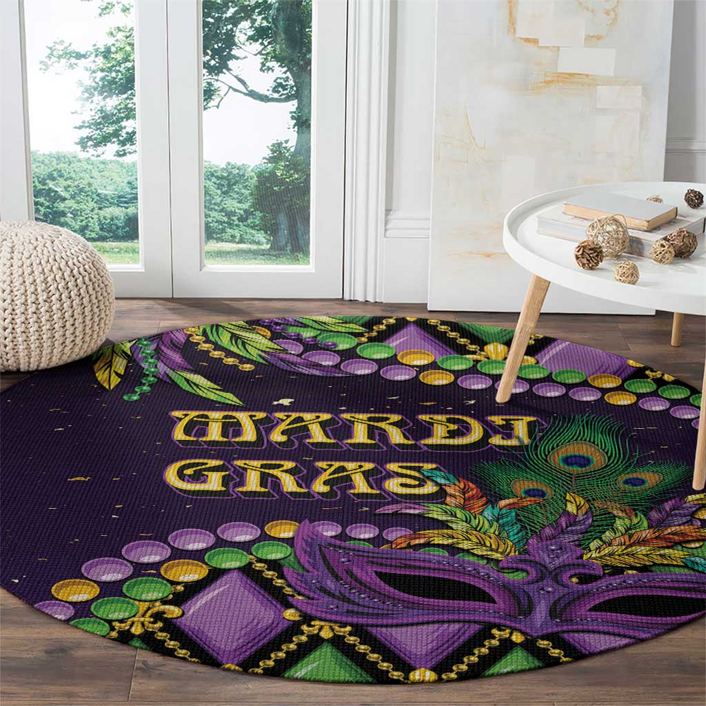 Mardi Gras Round Carpet Luxury Mask Fleur De Lis