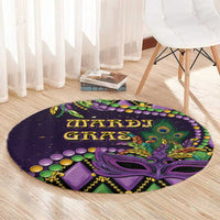 Mardi Gras Round Carpet Luxury Mask Fleur De Lis