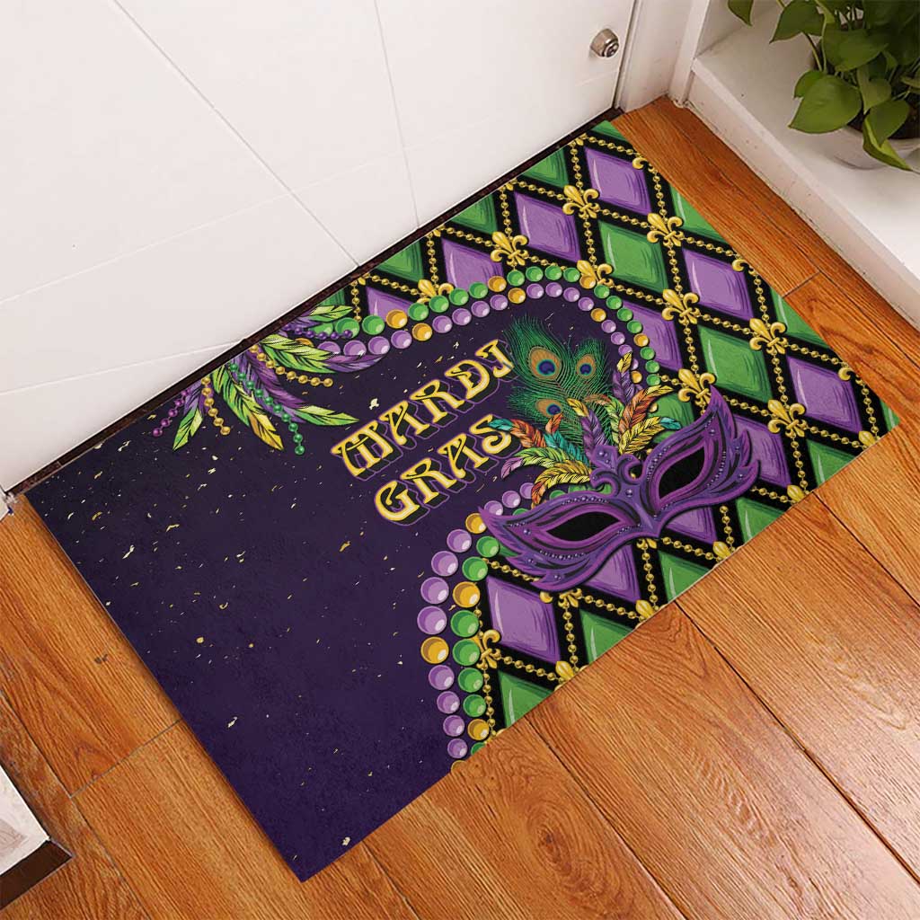 Mardi Gras Rubber Doormat Luxury Mask Fleur De Lis - Wonder Print Shop