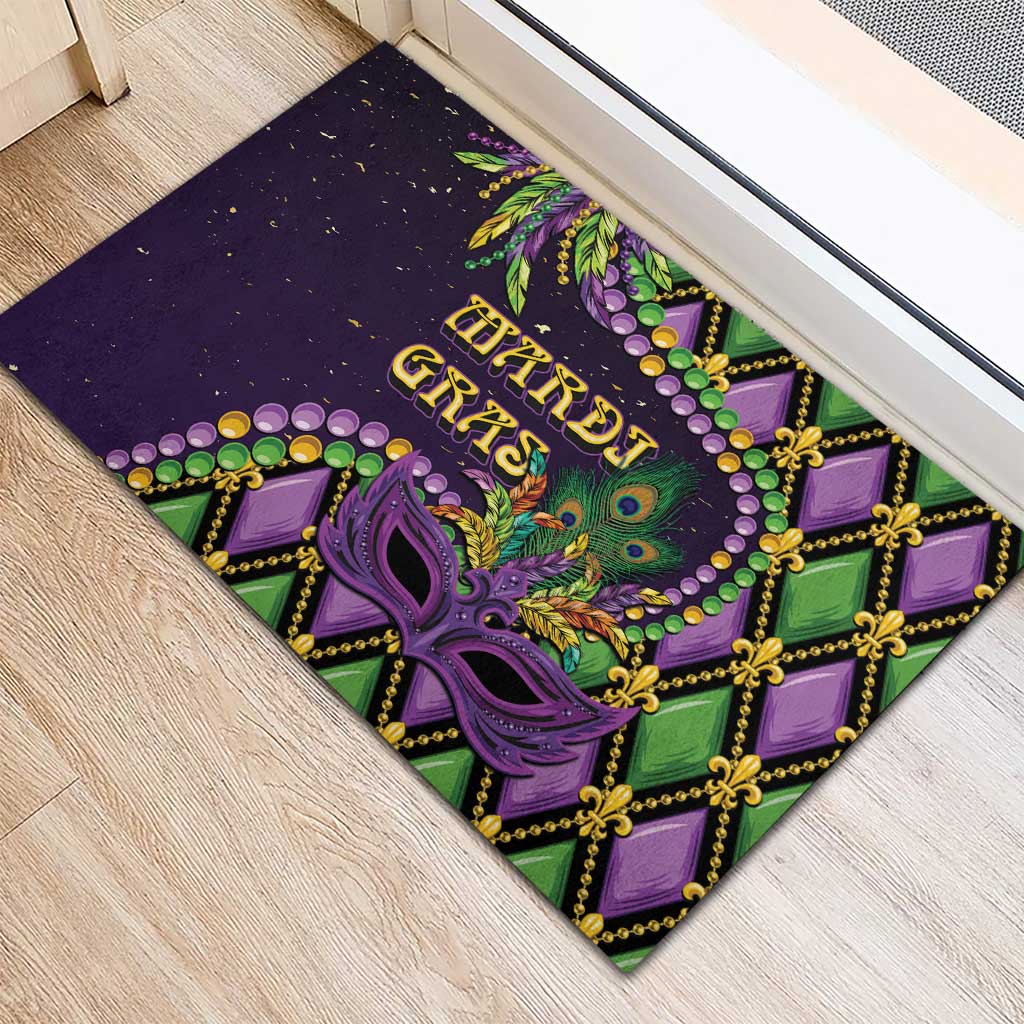 Mardi Gras Rubber Doormat Luxury Mask Fleur De Lis - Wonder Print Shop