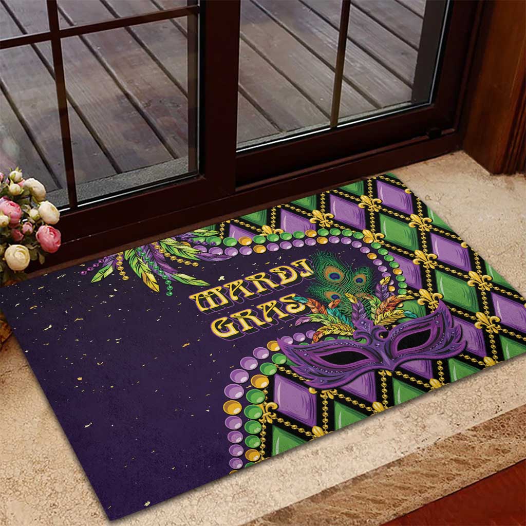 Mardi Gras Rubber Doormat Luxury Mask Fleur De Lis - Wonder Print Shop