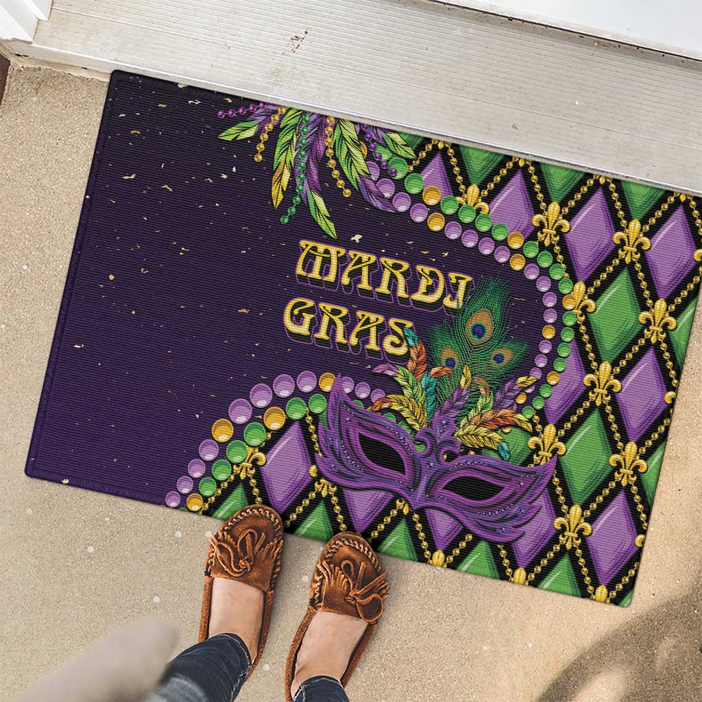 Mardi Gras Rubber Doormat Luxury Mask Fleur De Lis - Wonder Print Shop