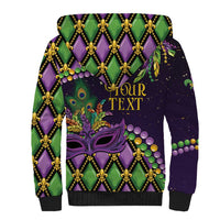 Personalized Mardi Gras Sherpa Hoodie Luxury Mask Fleur De Lis - Wonder Print Shop