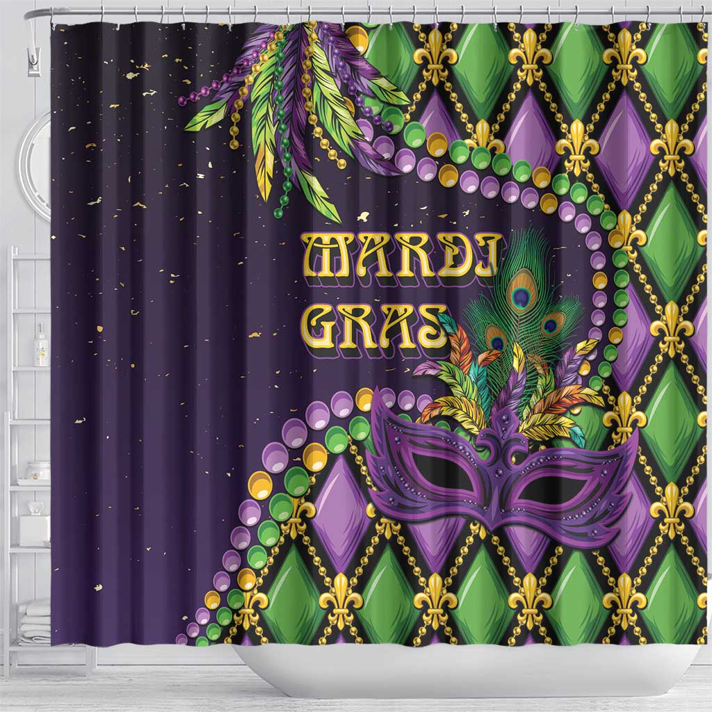 Mardi Gras Shower Curtain Luxury Mask Fleur De Lis
