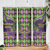 Personalized Mardi Gras Skinny Tumbler Luxury Mask Fleur De Lis - Wonder Print Shop