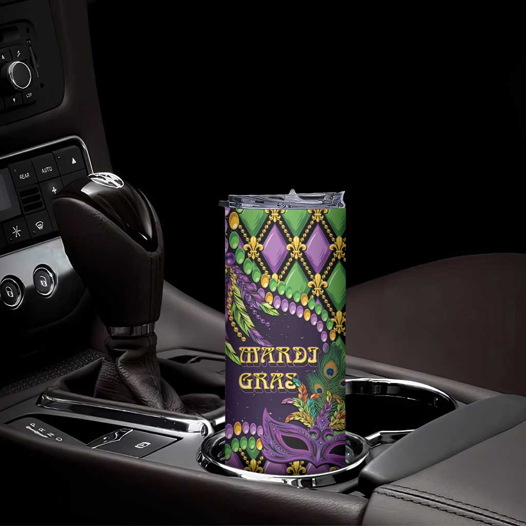 Personalized Mardi Gras Skinny Tumbler Luxury Mask Fleur De Lis - Wonder Print Shop