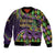 Personalized Mardi Gras Sleeve Zip Bomber Jacket Luxury Mask Fleur De Lis - Wonder Print Shop