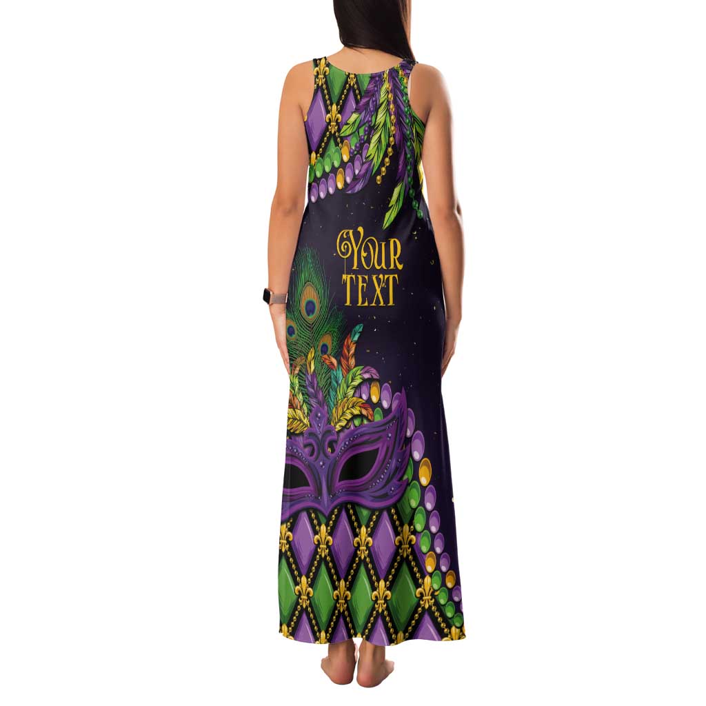Personalized Mardi Gras Tank Maxi Dress Luxury Mask Fleur De Lis - Wonder Print Shop