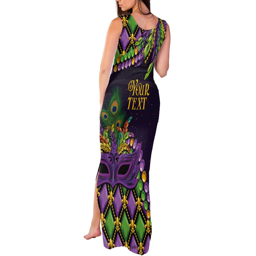 Personalized Mardi Gras Tank Maxi Dress Luxury Mask Fleur De Lis - Wonder Print Shop