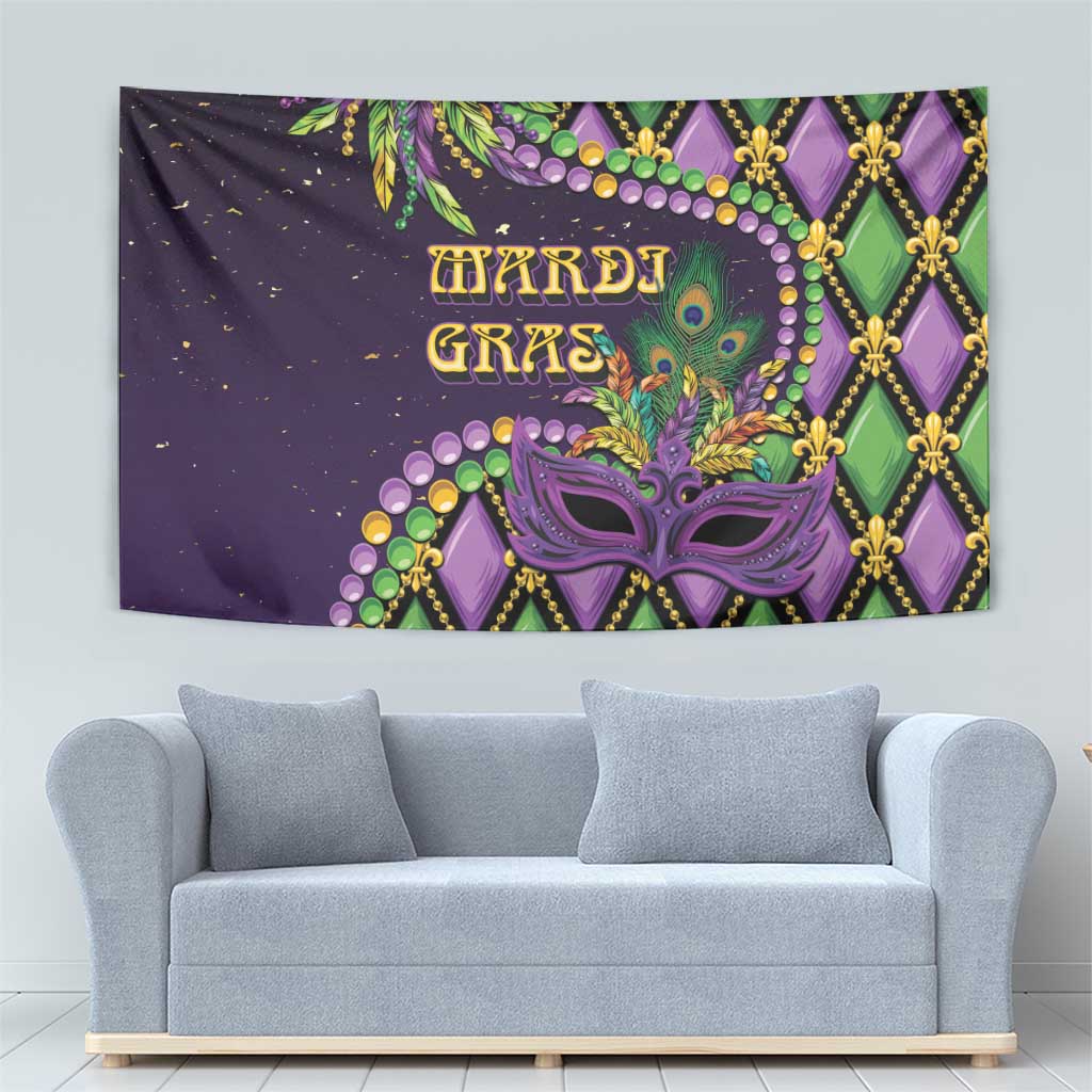 Mardi Gras Tapestry Luxury Mask Fleur De Lis - Wonder Print Shop