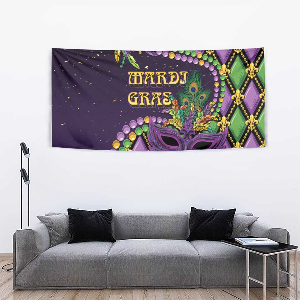 Mardi Gras Tapestry Luxury Mask Fleur De Lis - Wonder Print Shop