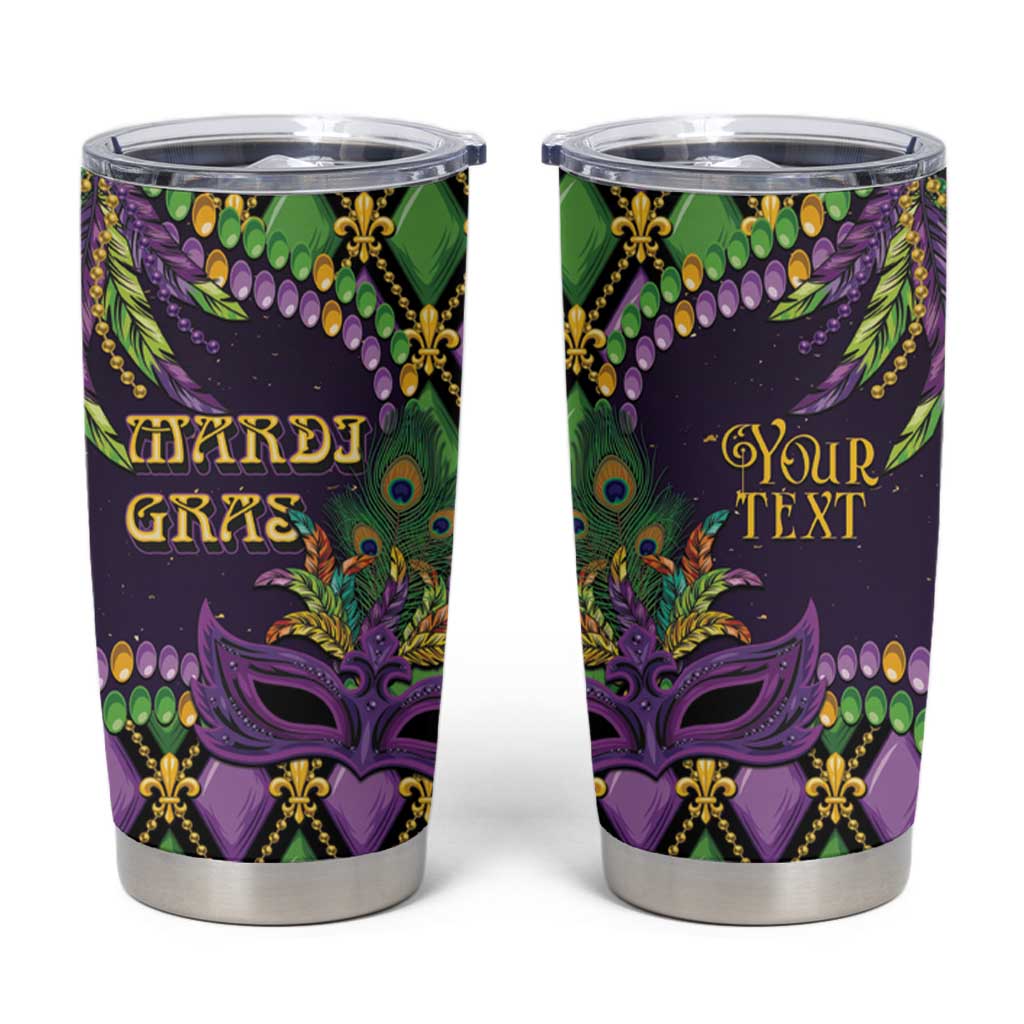 Personalized Mardi Gras Tumbler Cup Luxury Mask Fleur De Lis - Wonder Print Shop