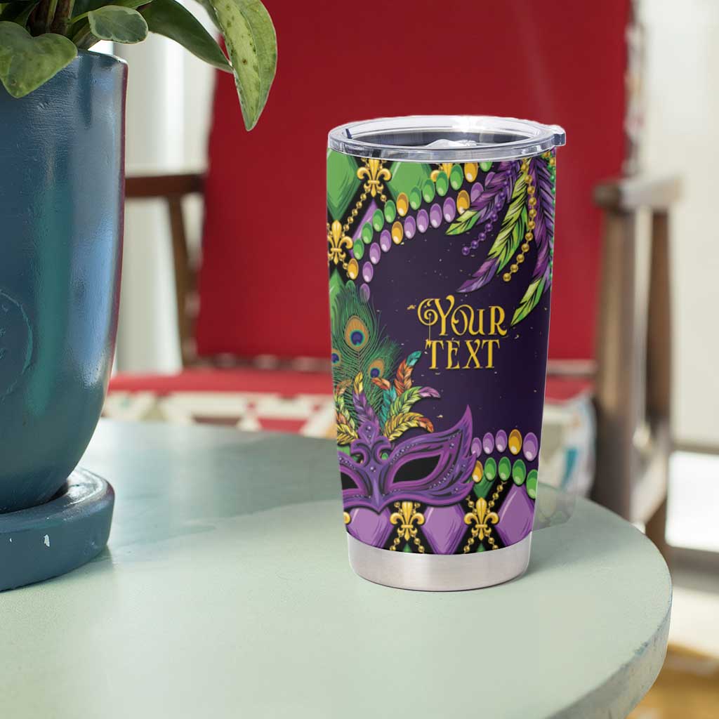 Personalized Mardi Gras Tumbler Cup Luxury Mask Fleur De Lis - Wonder Print Shop