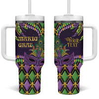 Personalized Mardi Gras Tumbler With Handle Luxury Mask Fleur De Lis - Wonder Print Shop