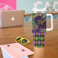 Personalized Mardi Gras Tumbler With Handle Luxury Mask Fleur De Lis - Wonder Print Shop