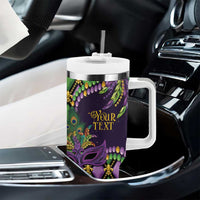 Personalized Mardi Gras Tumbler With Handle Luxury Mask Fleur De Lis - Wonder Print Shop