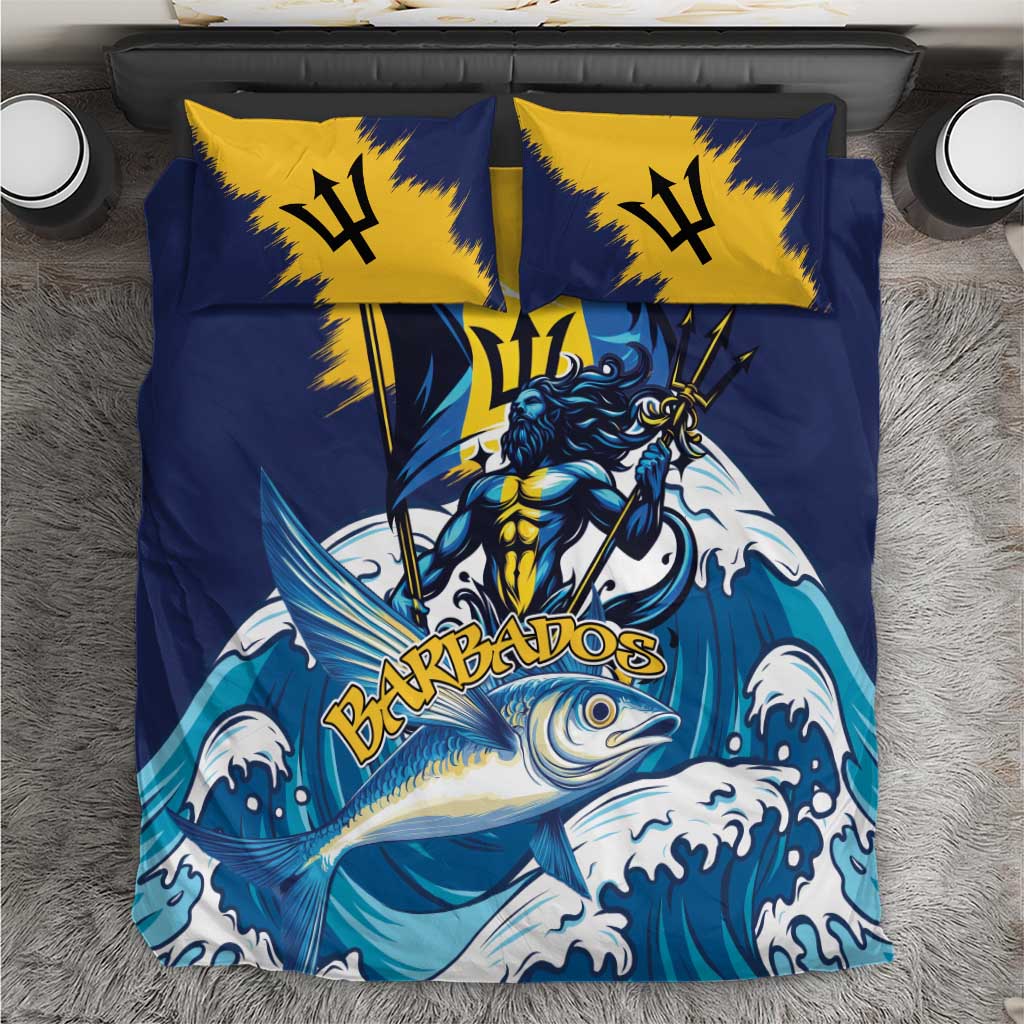 Barbados God Of The Sea Bedding Set Bajan Flying Fish Special Version - Wonder Print Shop