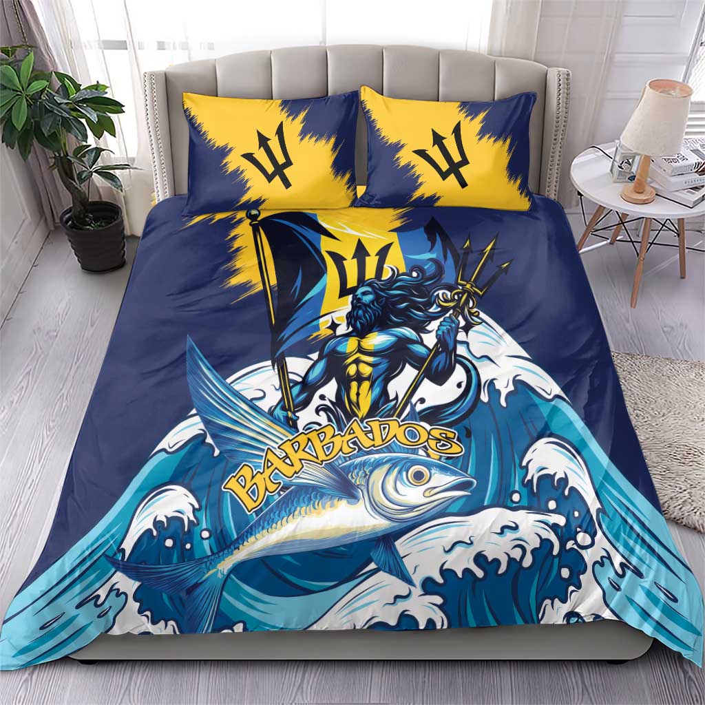 Barbados God Of The Sea Bedding Set Bajan Flying Fish Special Version - Wonder Print Shop