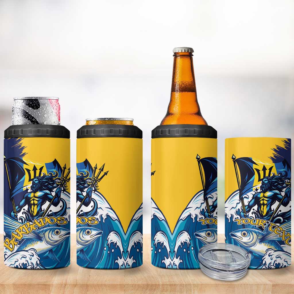 Personalized Barbados God Of The Sea 4 in 1 Can Cooler Tumbler Bajan Flying Fish Special Version - Wonder Print Shop
