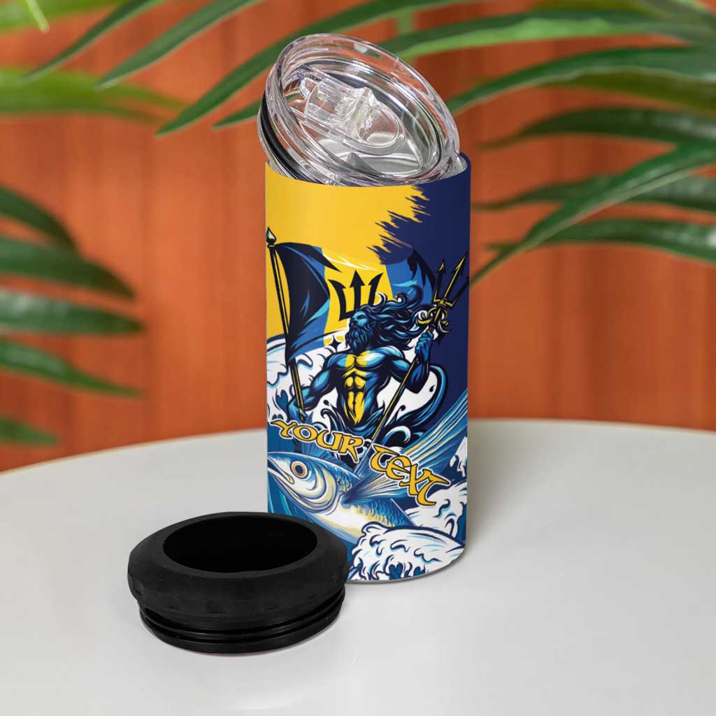 Personalized Barbados God Of The Sea 4 in 1 Can Cooler Tumbler Bajan Flying Fish Special Version - Wonder Print Shop