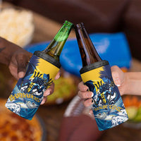 Personalized Barbados God Of The Sea 4 in 1 Can Cooler Tumbler Bajan Flying Fish Special Version - Wonder Print Shop