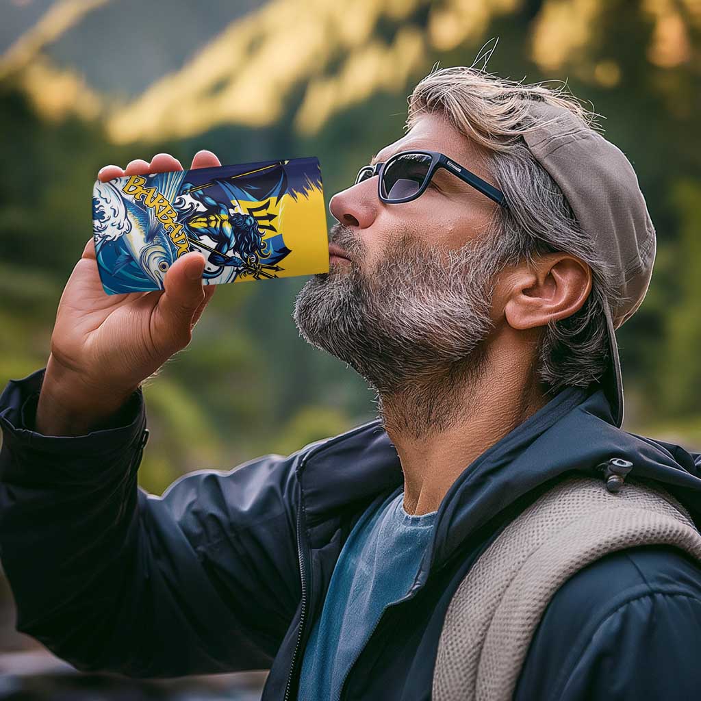 Personalized Barbados God Of The Sea 4 in 1 Can Cooler Tumbler Bajan Flying Fish Special Version - Wonder Print Shop