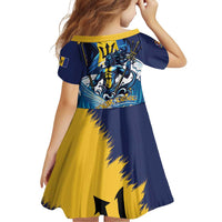 Personalized Barbados God Of The Sea Family Matching Off Shoulder Short Dress and Hawaiian Shirt Bajan Flying Fish Special Version - Wonder Print Shop