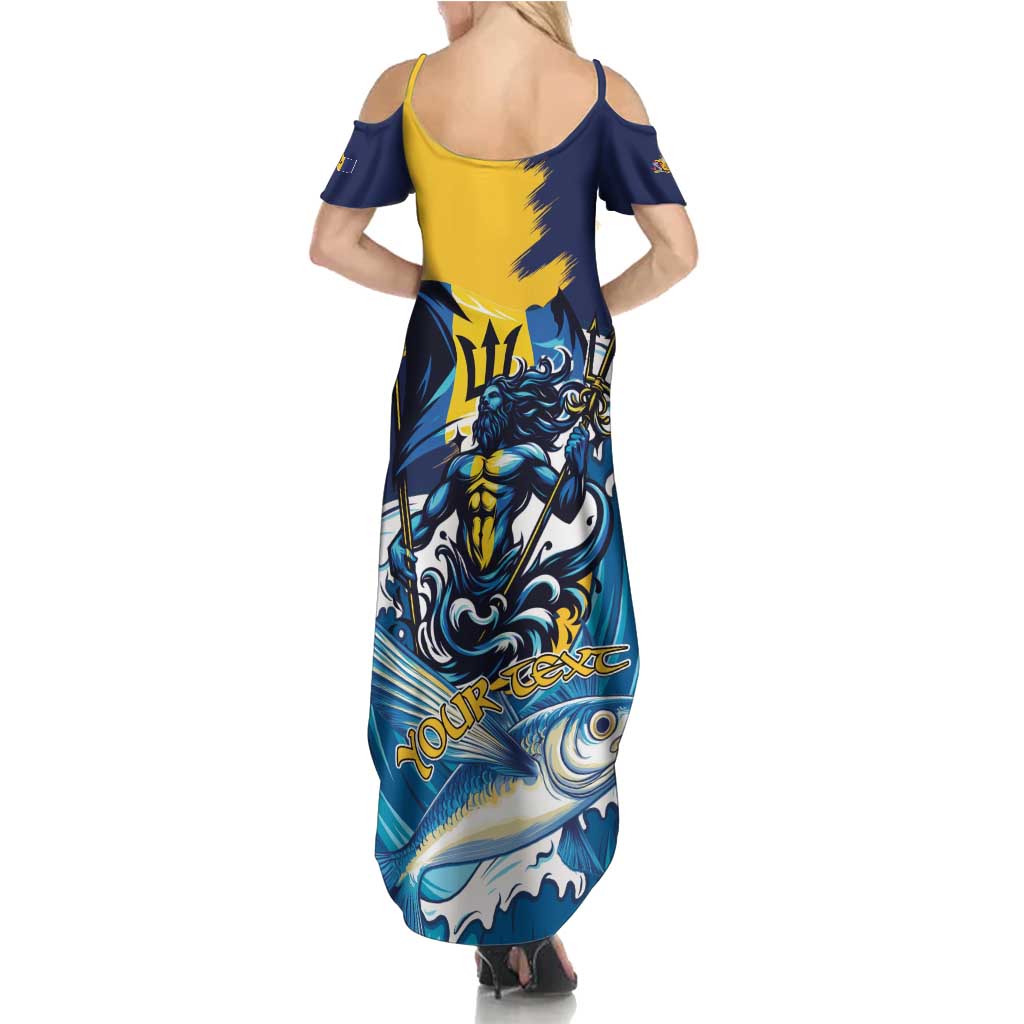 Personalized Barbados God Of The Sea Family Matching Summer Maxi Dress and Hawaiian Shirt Bajan Flying Fish Special Version - Wonder Print Shop