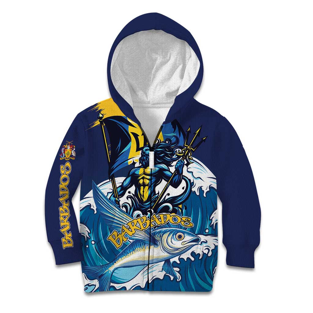 Personalized Barbados God Of The Sea Kid Hoodie Bajan Flying Fish Special Version - Wonder Print Shop