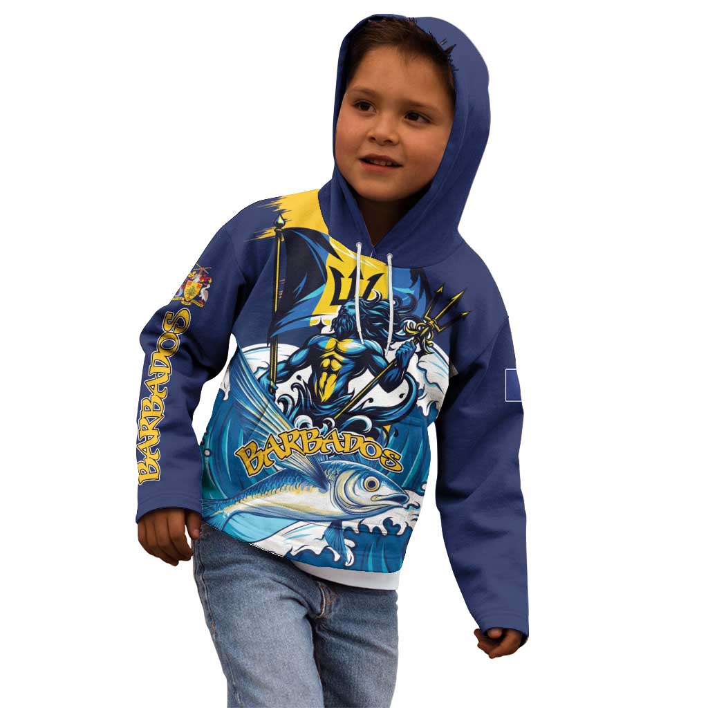 Personalized Barbados God Of The Sea Kid Hoodie Bajan Flying Fish Special Version - Wonder Print Shop