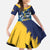 Personalized Barbados God Of The Sea Kid Short Sleeve Dress Bajan Flying Fish Special Version - Wonder Print Shop