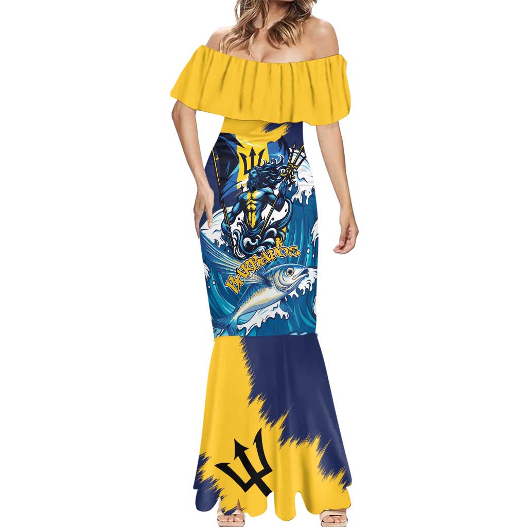 Personalized Barbados God Of The Sea Mermaid Dress Bajan Flying Fish Special Version - Wonder Print Shop